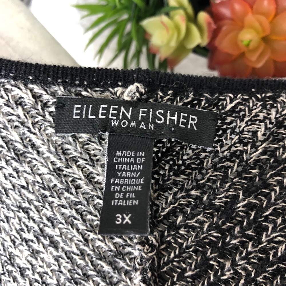 Eileen Fisher Italian Yarn Color Block Cardigan - Picture 5 of 7